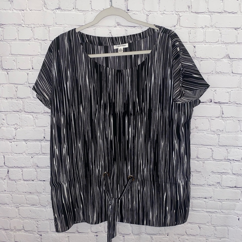 Calvin Klein Black/White Striped Blouse